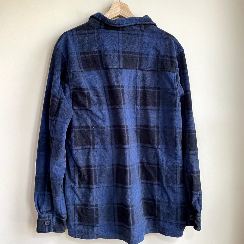Croft&Barrow blue black checkered button down fleece jacket men's size large - Picture 6 of 6